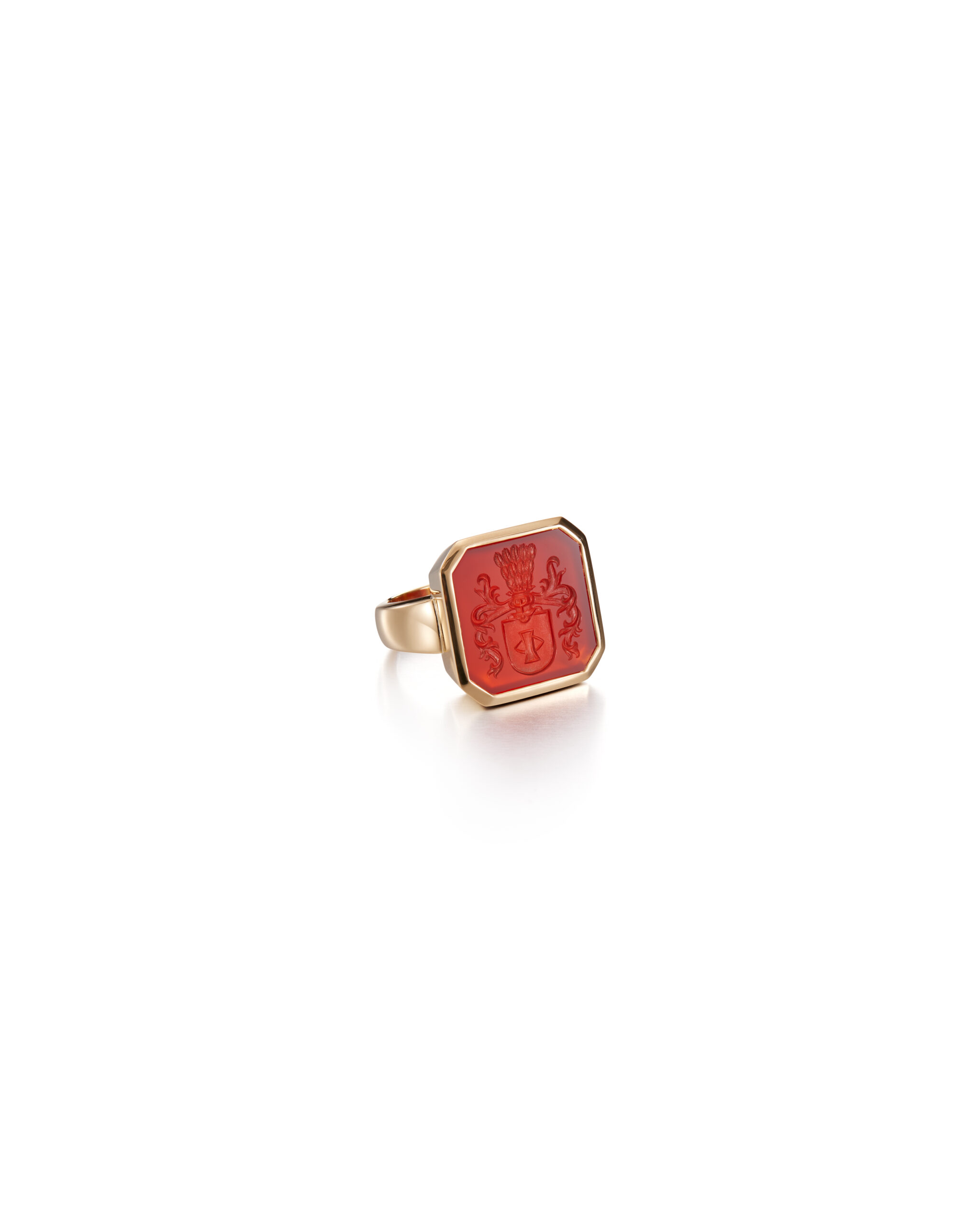 gold signet ring with red carnelian