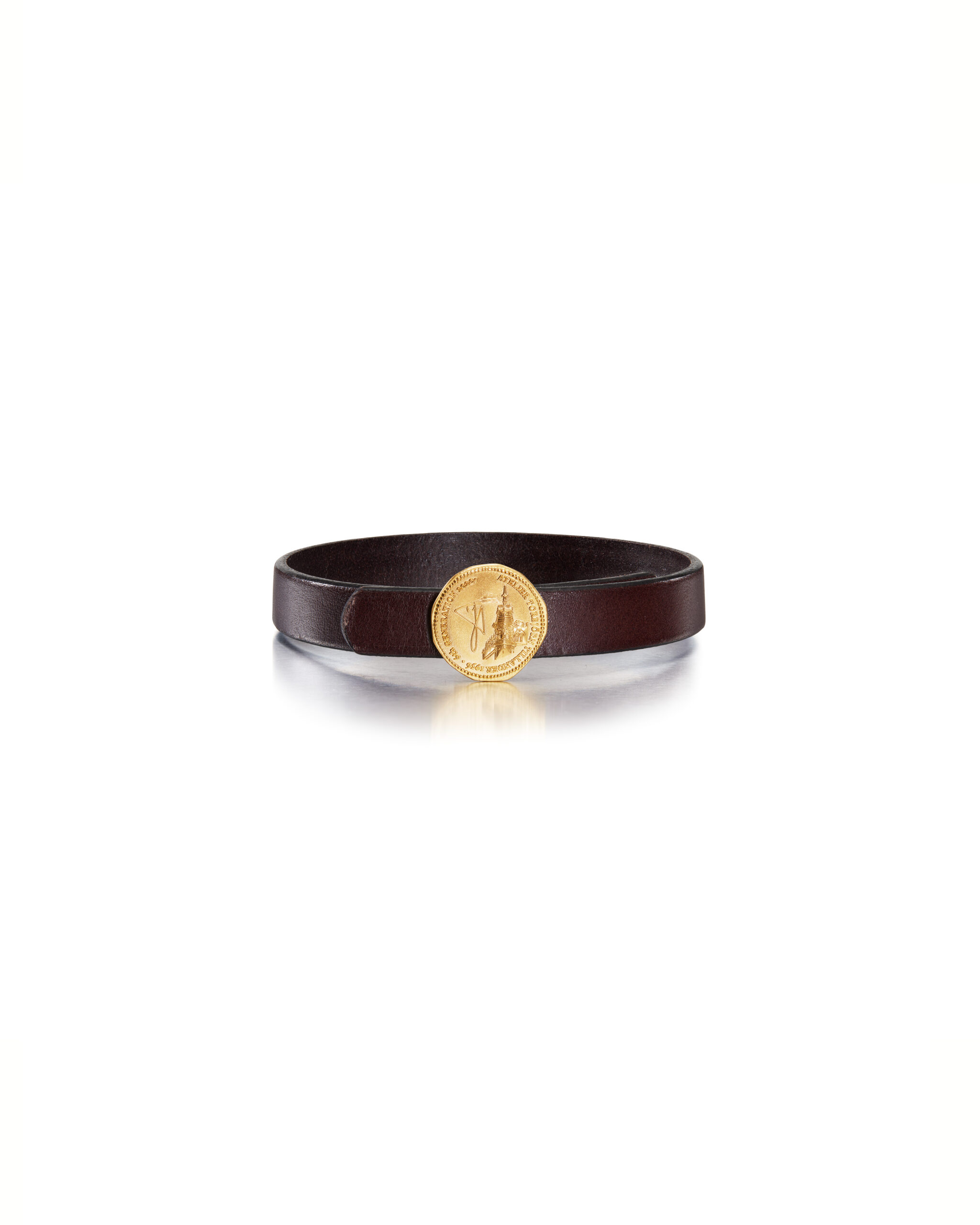 leather bracelet with gold for men